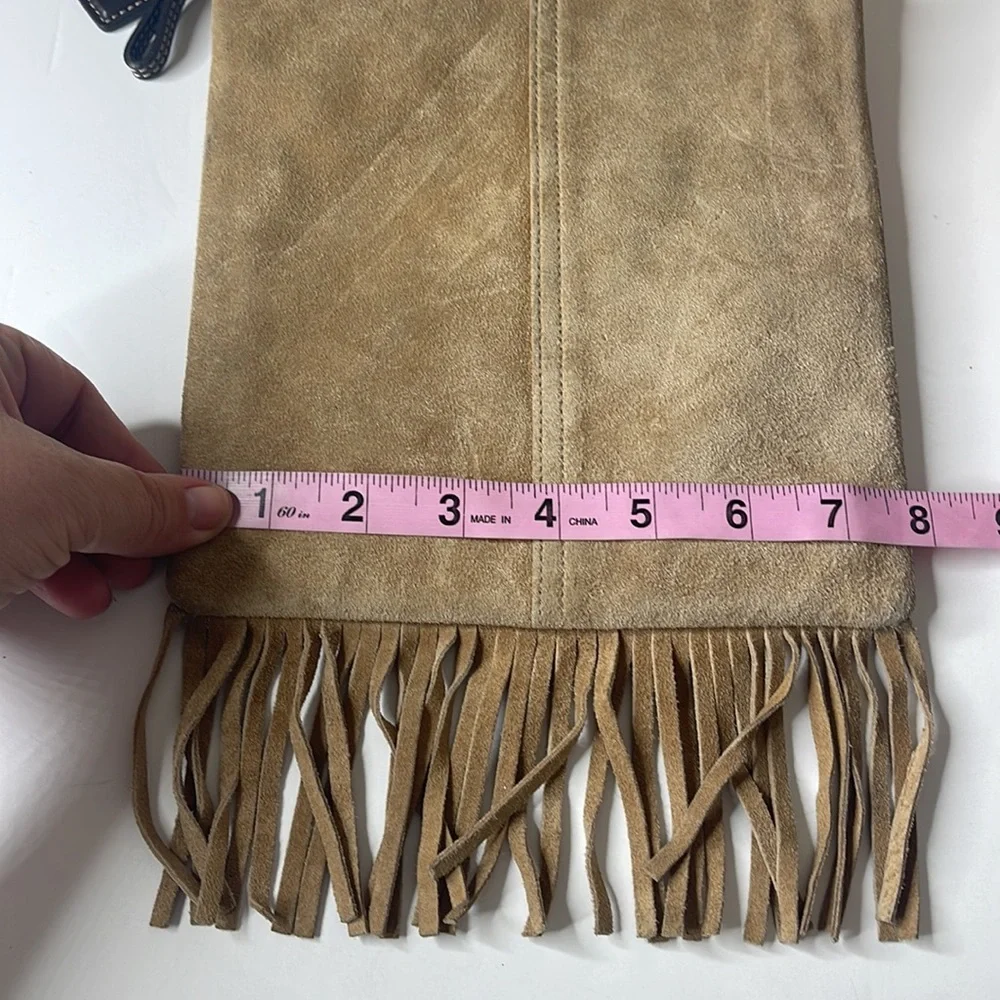 Vintage Coach Tan Suede Leather Fringe Crossbody Bag
